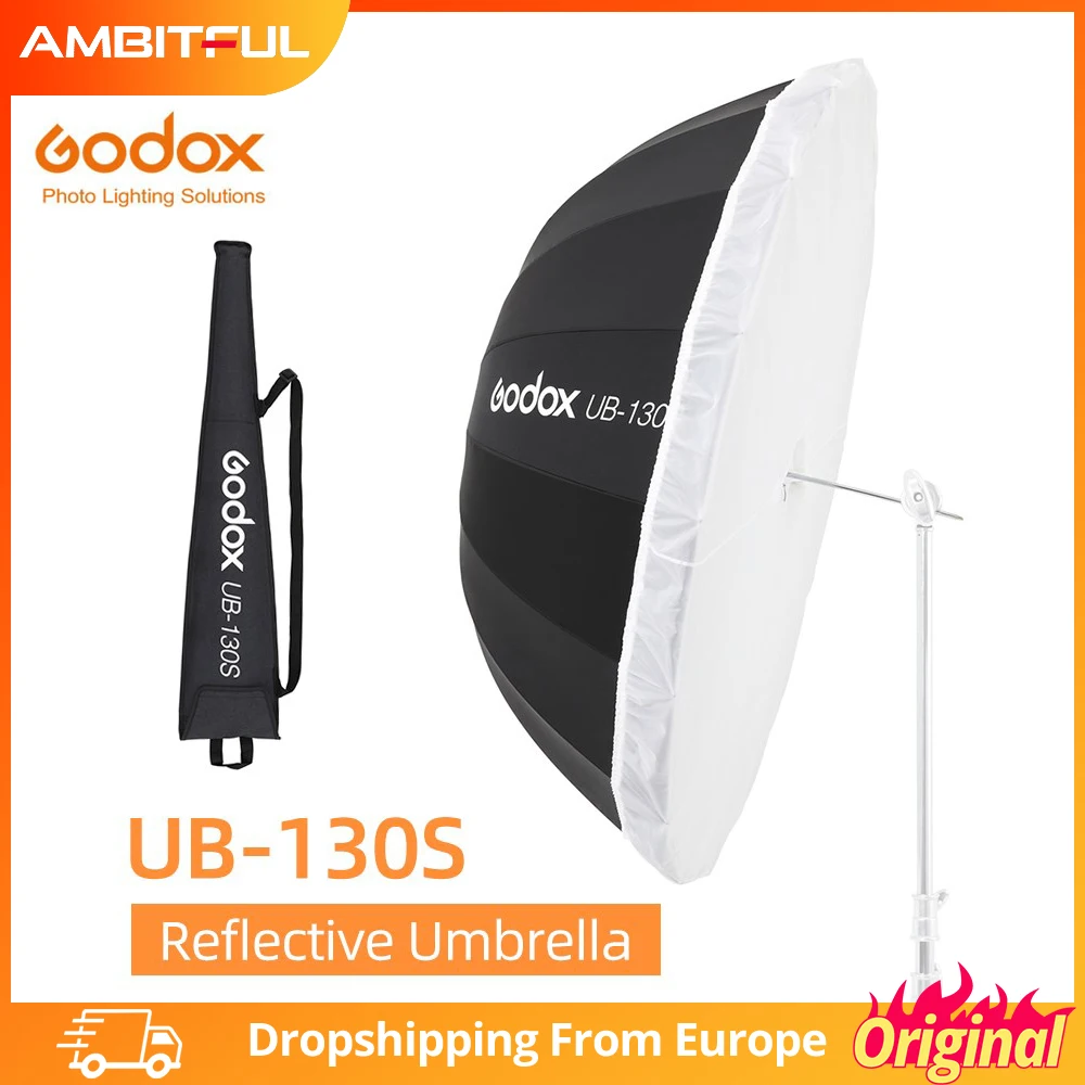 GodoxUB130S51inch130cmParabolicBlackReflectiveUmbrellaStudio