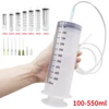 100-550ml Large Syringes With Tube for Liquid Plastic Syringes With Tip Cap for Glue Dispensing, Watering, Refilling, Feeding 1