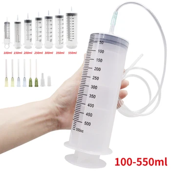 100-550ml Large Plastic Syringes with Tube & Tip Cap for Liquid Dispensing, Watering, Refilling, Feeding 1