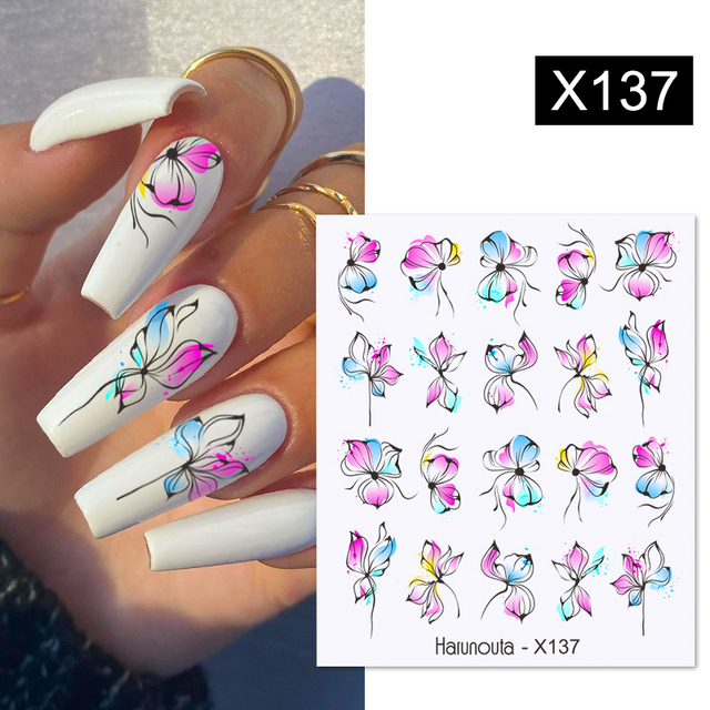 1 Sheet Nail Water Decals Transfer Lavender Spring Flower Leaves Nail Art Stickers Nail Art Manicure DIY