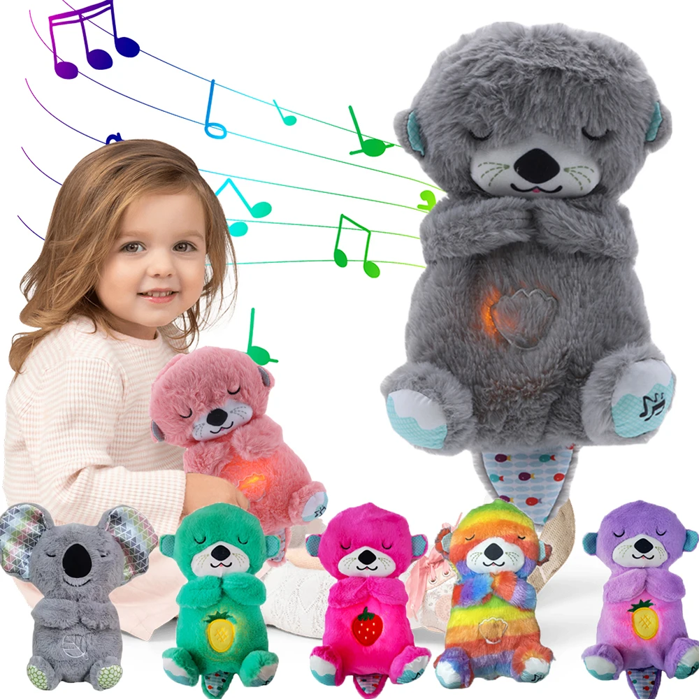 Kawaii Sleep Plush Toys Schlummer Cuddly Toy with Breathing Movement Music Appease Toys Soft Stuffed Animal Baby Sleep Doll