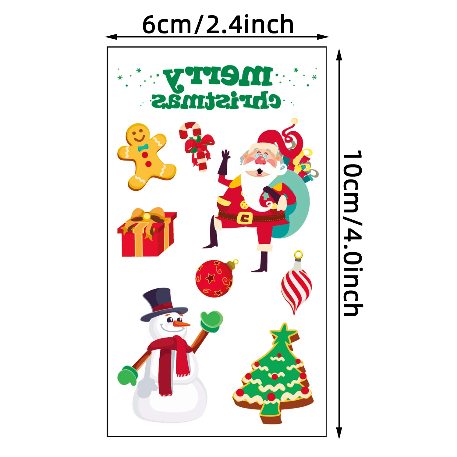 30Sheets Christmas Cartoon Pattern Tattoo Stickers,Waterproof Temporary Tattoos,Sleigh Santa Clau Christmas Tree Snowman Pattern 3