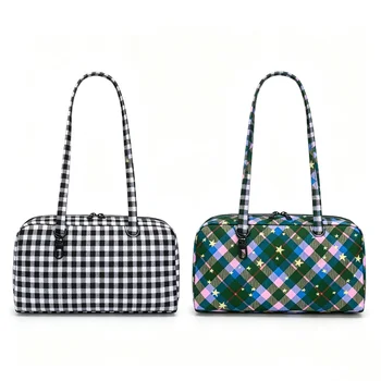 Borsa a Tracolla in Nylon con Stampa Leopardata a Pois, Borsa Tote Coreana, Borsa Boston Casual da Donna, Borsa da Viaggio di Grande Capacità per Articoli da Toeletta