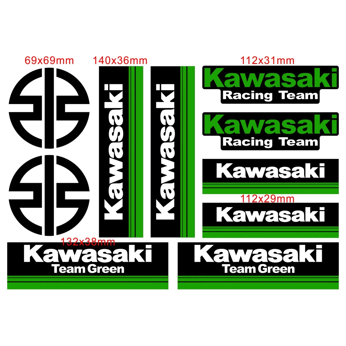 For Kawasaki Sticker Racing Team Decal Set Tank Logo Ninja 400 650 1000 Zx  10 R Zx9r Zx6r Z900 Z800