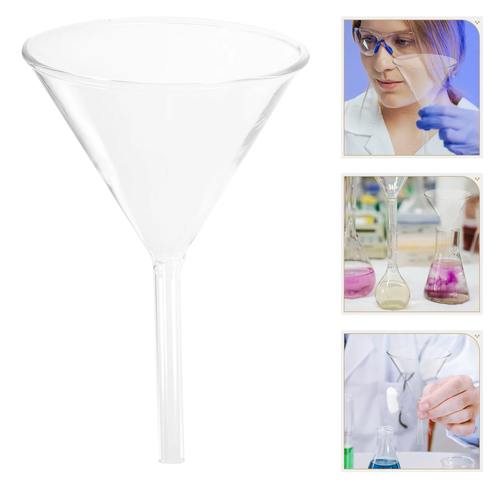 

4pcs Science Experiment Funnels Clear Glass Filling Funnels Laboratory Funnels(40, 60, 75, 90mm)