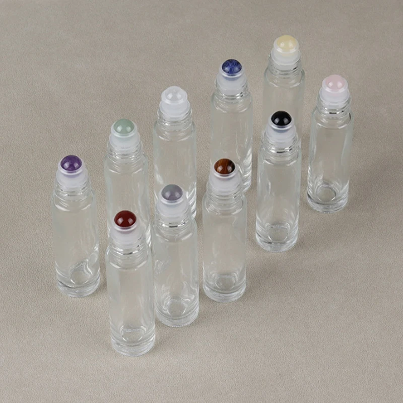 에센셜 오일 병 유리병, 옥 롤러 볼, 향수병 롤 온 병, 여행용 투명 병, 5ml, 10ml