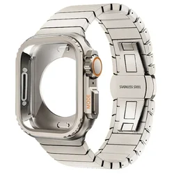 Enhanced Protective Steel Metal Case and Strap - 45mm (Titanium)