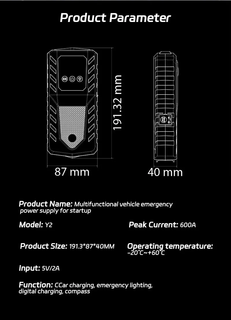 12V 6000mAh Car Emergency Jump Starter Portable Power Bank Battery Booster Large