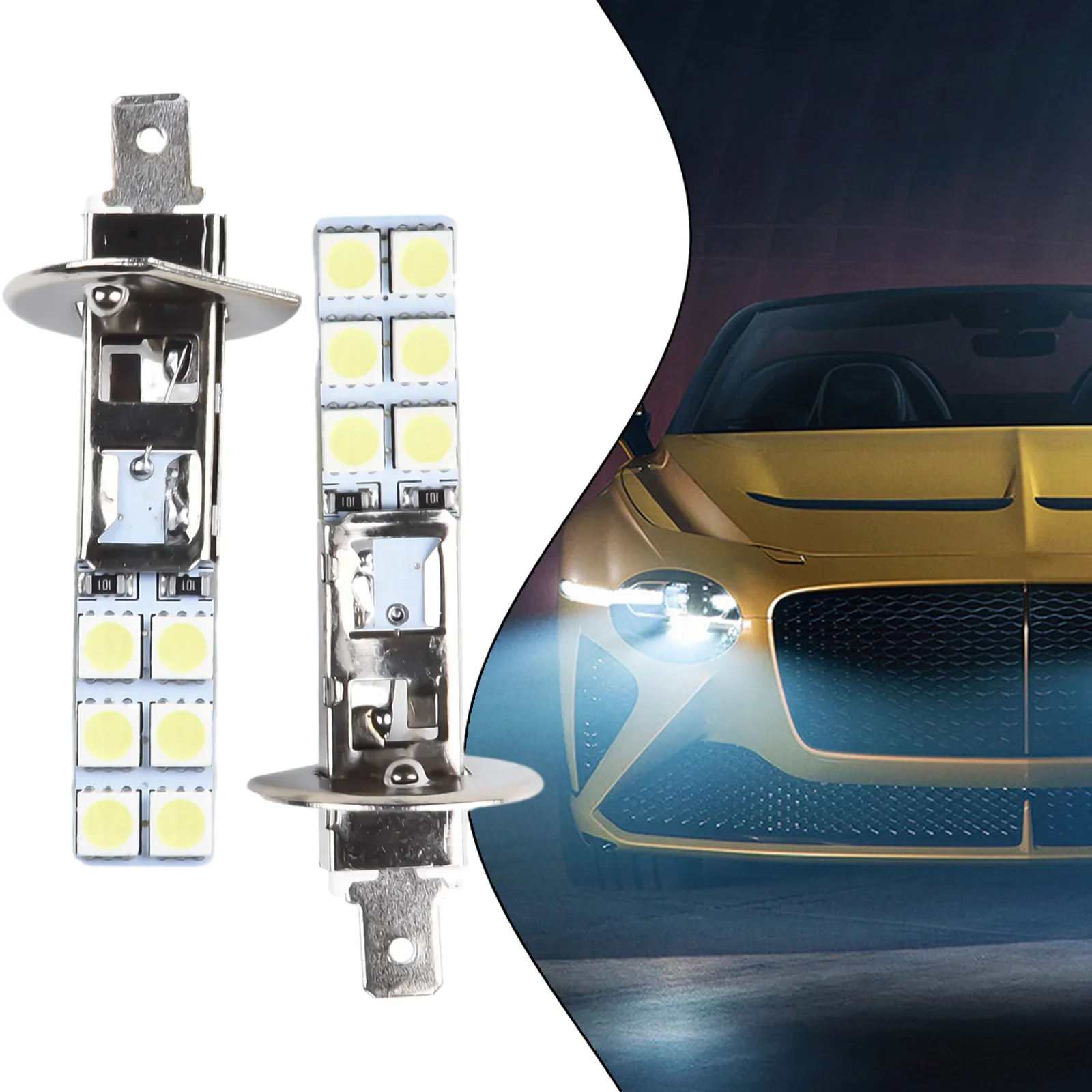 범용 자동차 헤드라이트 전구, 알루미늄 합금, 12V DC H1 소켓 안개등, 35W, 1500LM, 6000K, 흰색, 50000H 작동 수명, 2 개