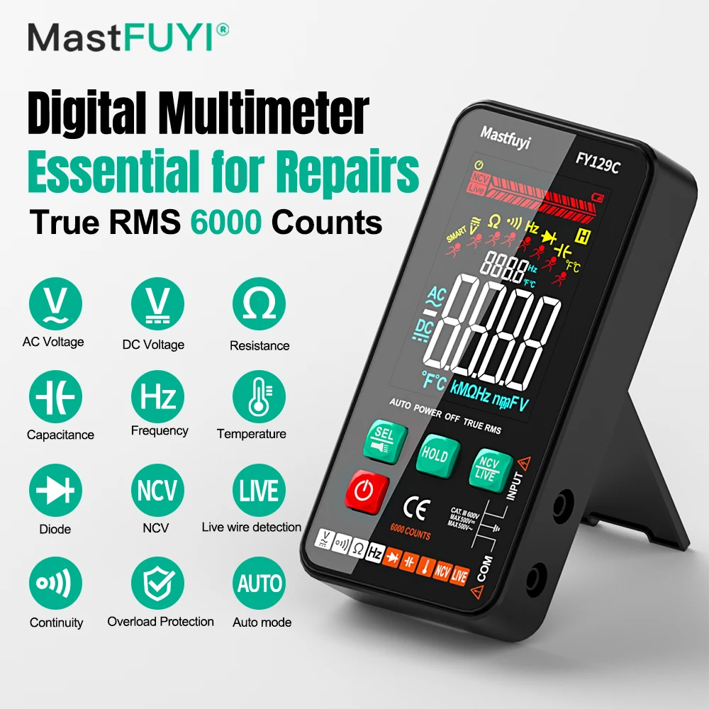 Digital Multimeter Tester Voltage Meter Tester Smart Digital with Bracket LCD Color Screen AC/DC Testing digital multimeter multimeter tester voltage meter tester