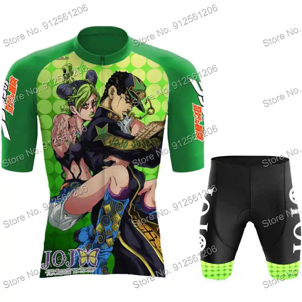 Japanese Anime Jojo's Bizarre Adventure Cycling Jersey Summer Clothing Set Road Bike Shirts Suit Bicycle Bib Shorts Maillot