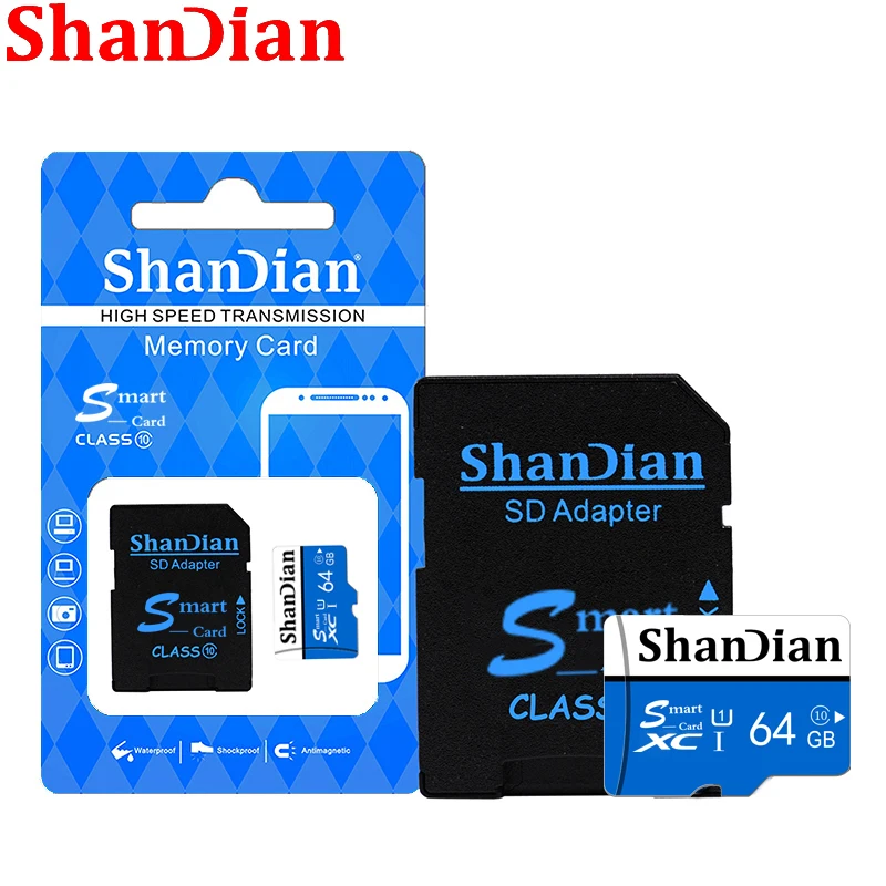 SHANDIAN Original Smart SD Memory Card 128GB Flash Mini SD Card 32GB
