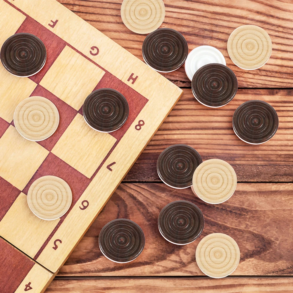 Wooden Backgammon Chess Pieces 24pcs board game chess pieces and board chess pieces Checkers Pieces Board Game Accessory Checkers Backgammon Props