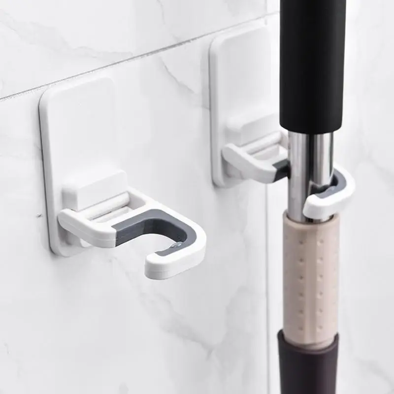 

Self-adhesive No Trace Rack Hanger Wall Mount Broom Holder Multi-purpose Bath Kitchen Broom Mop Hanger Storage Organizer