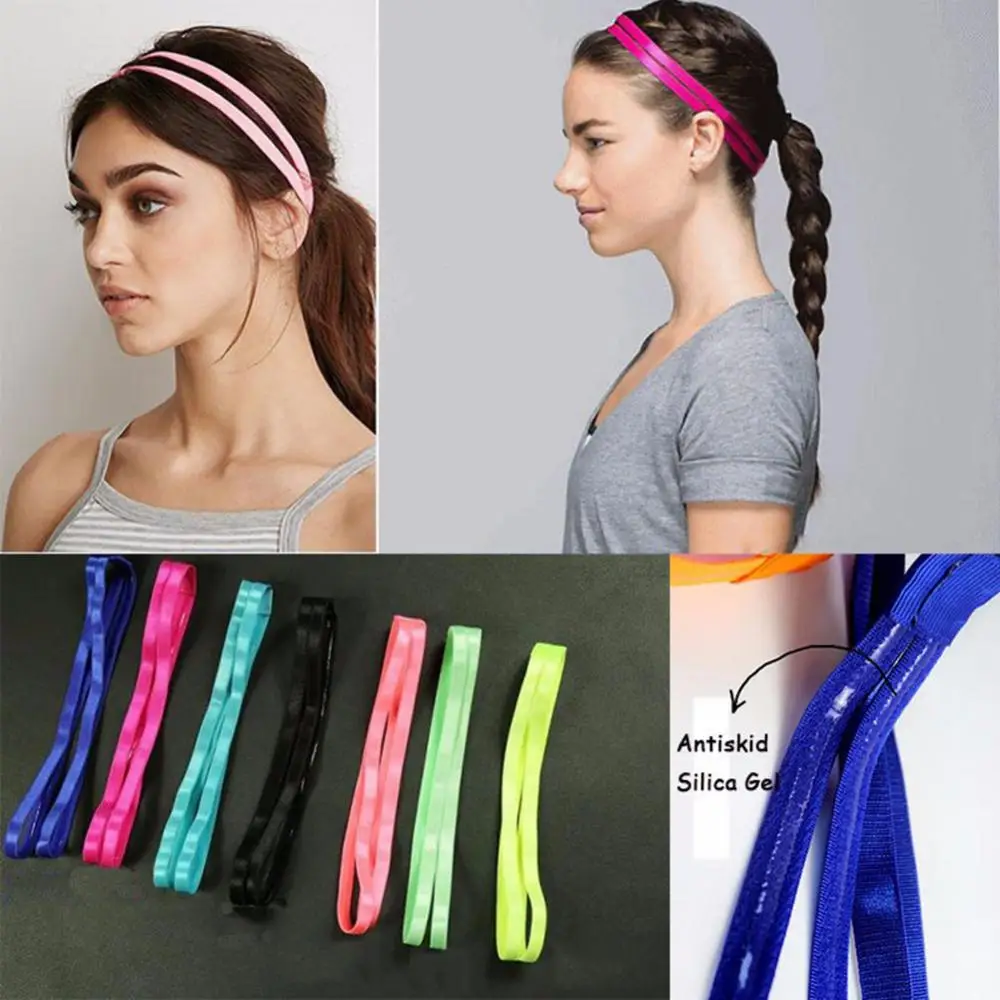 Yoga Hair Bands Women Sweatbands Anti-slip Elastic Rubber Football Running Sports Headband For Women Hair Accessories Head Band sports headbands