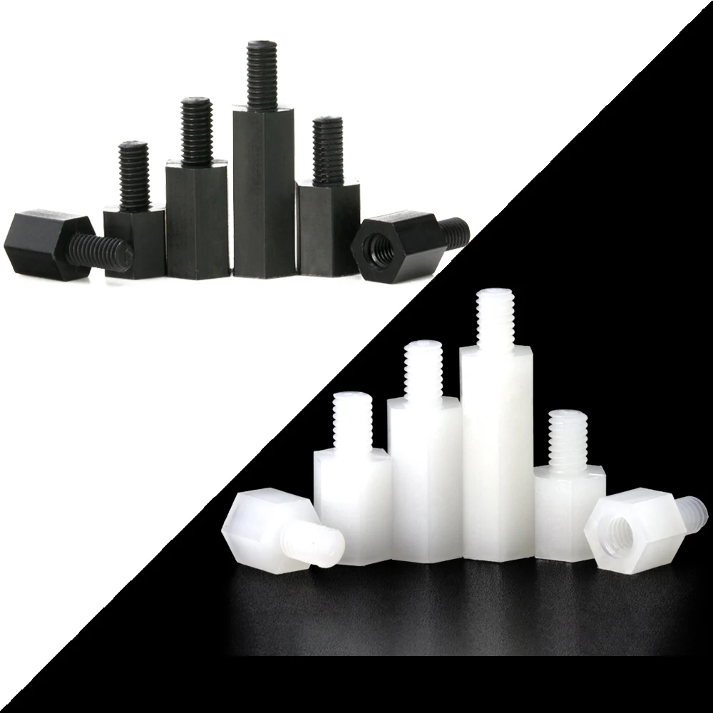 

M4*L+6 M5*L+7 Nylon Standoff Spacer Male Female White and Black color Nylon hex spacer Nut and Screws