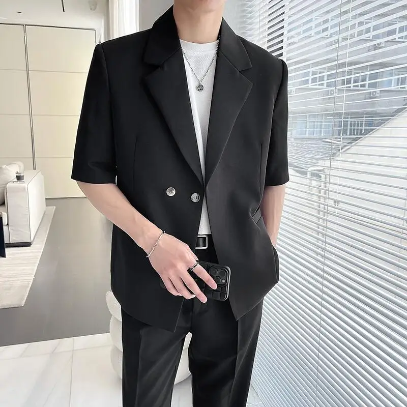 Jacket+Pant) Summer Men's Loose Half Sleeve Suits Piece Fashion