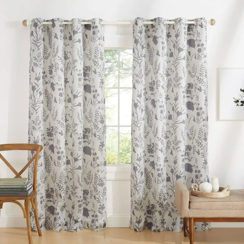 

Floral Light Filtering Grommet Top Curtain Panel Pair, 54