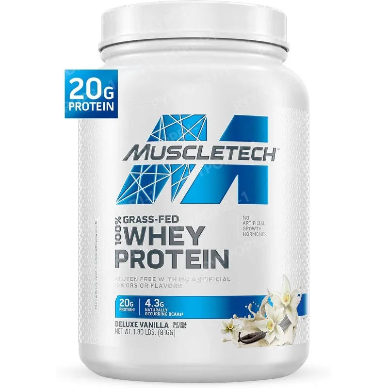 Muscletech Grass Fed Whey Protein Powder Deluxe Vanilla 1.8LB 20g Protein for Muscle Gain Recovery Non GMO Gluten Free