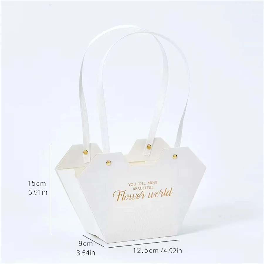 thumbnail image 1 of Bolso de mano con forma de corazón, caja de mano, paquete de ramo de flores, dulces, regalo, bolsa de embalaje, caja, material floral para bricolaje, suministros para fiestas de bodas, 1 of 5