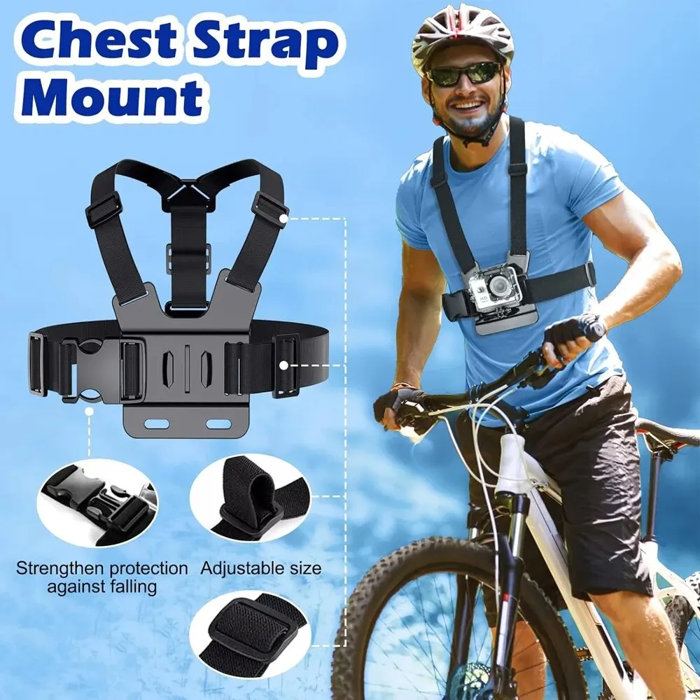 Accessories Kit Head Chest Strap Mount Adjustable Holder for GoPro Phone SJCAM AKASO insta360 DJI Osmo Action Camera Accessories