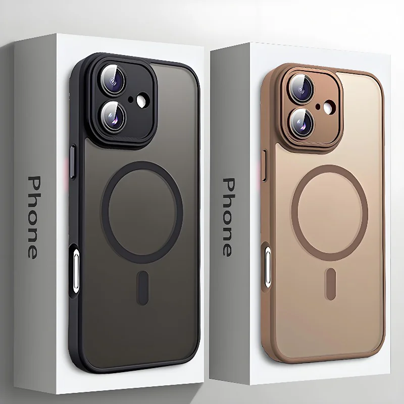 Luxury Transparent Candy Color Matte Hybrid Hard Case with Strong Magnetic Support