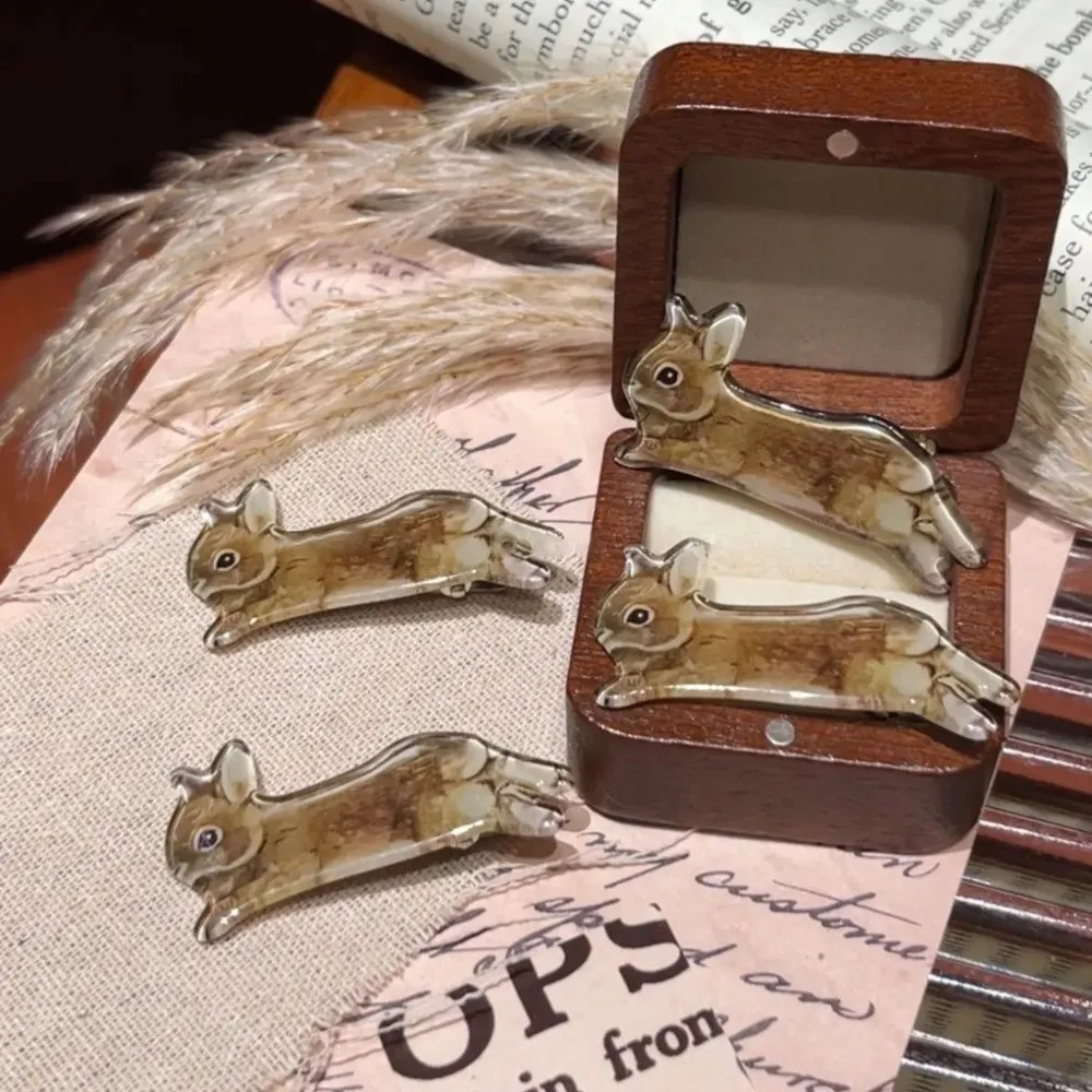 2 Stück Neue Hasen-Haarspangen aus Acryl, Harajuku Haarklammern, Rutschfeste Haarnadeln für Frauen, Seitliche Clips, Niedliche Kopfbedeckung, Haaraccessoires – Detail 2