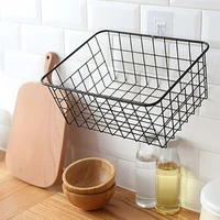 Hollow Iron Wired Basket Storage Baskets Metal Basket Without Interlining Bathroom Kitchen Organizer Black 3