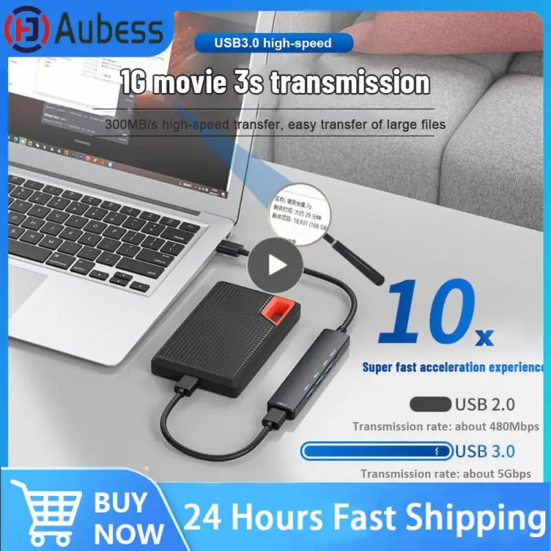 3.0 허브 USB 허브 도크 C타입 3.1, 4 포트 멀티 스플리터 어댑터, 맥북 USB 3.0 2.0 포트용 OTG
