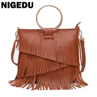 Fashion Hoop handle women handbag Long Tassel female Shoulder Bags Design PU Leather female Messenger Bag Ladies totes Bolsa