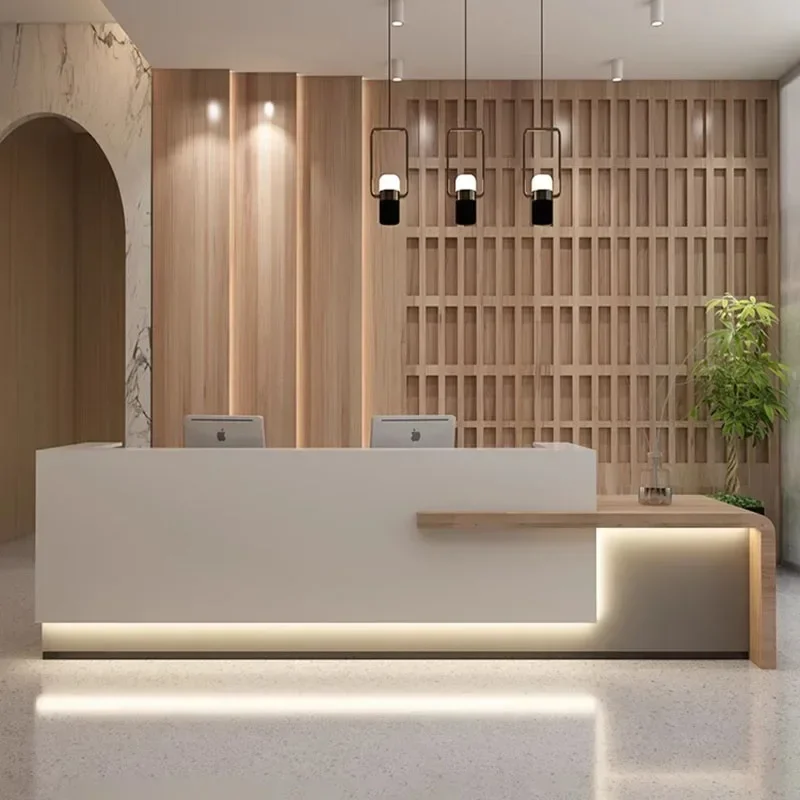 Home Counter Advisory Reception Desk Modern Barbershop Lighting Accessories Simple Cashier Table Gym Theke Rezeption Beauty