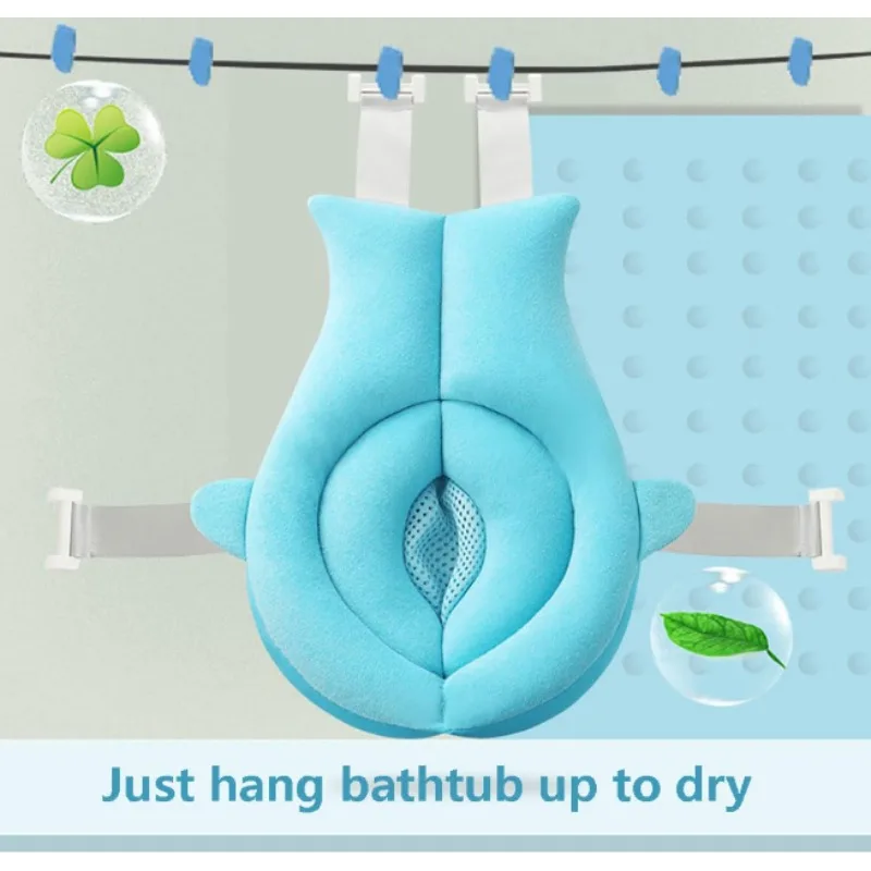 Imbracatura e rete di supporto per bagnetto regolabile, sedile per vasca da bagno per neonato in morbida rete, cuscino per doccia con sospensione antiscivolo per lavello/vasca, portatile - immagine 6