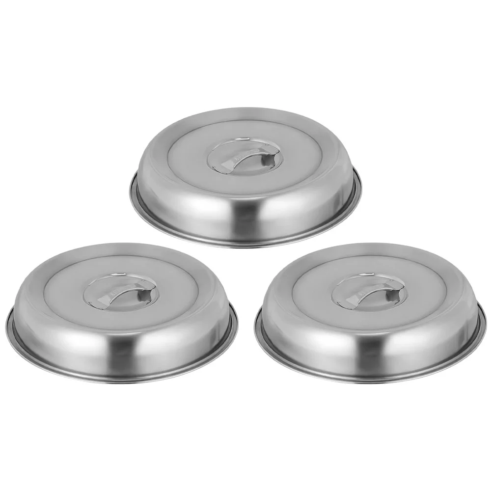 

3 Pcs Griddle Cover Stainless Steel Dish Anti-splashing Metal Pot Fresh-keeping Dome Kitchen Food Steak Covers Protective