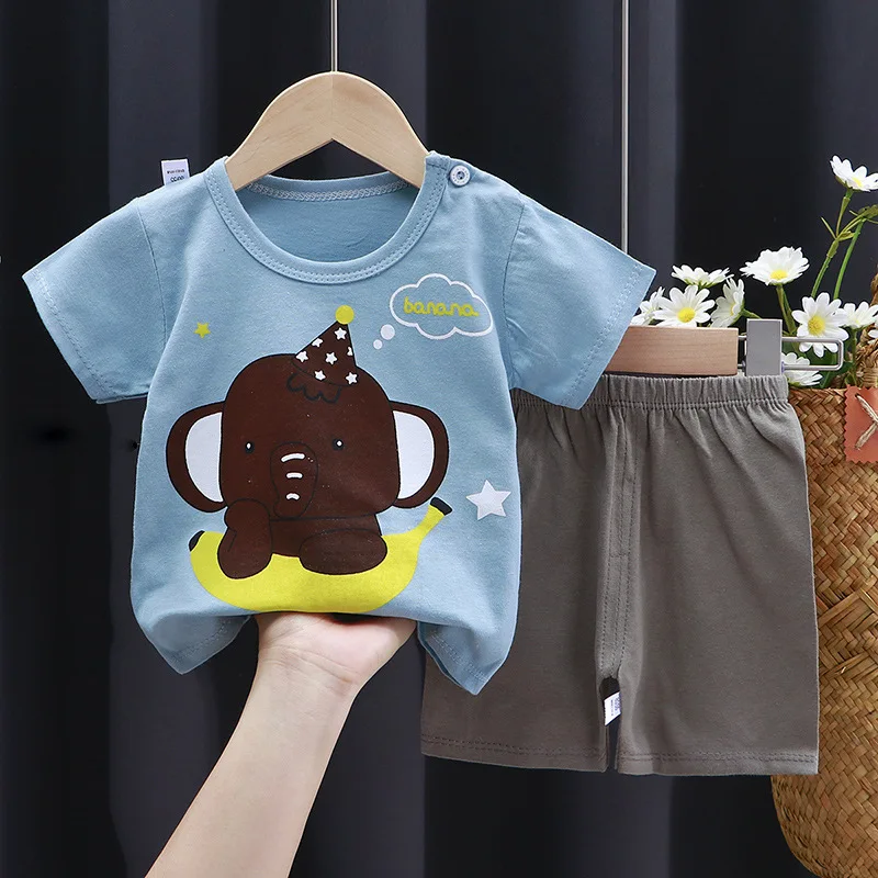 winter baby suit Cotton Children Sets Leisure Sports Baby Boy Girls T-shirt + Shorts Sets Toddler Clothing Cartoon Animal Kids Clothes clothing kid suit