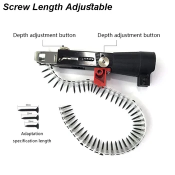 Automatic Screw Driver Chain Nail Gun Adapter Electric Drill Nozzle Woodwork Screw Drive Auto Feed Power Tool Part Attachment 4