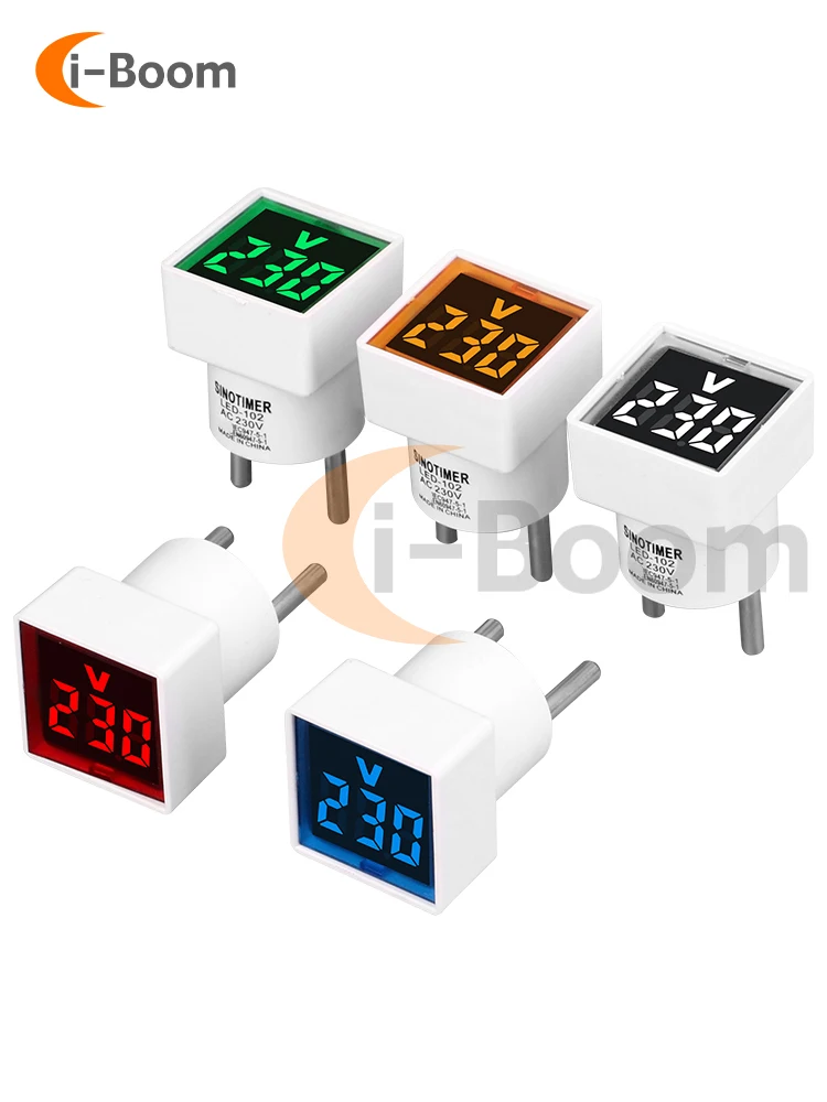 AC 220V/230V Portable Voltmeter LED Digital Display Voltage Measurement Monitor EU Plug Square Voltmeter