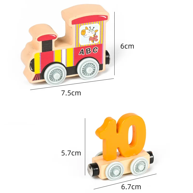 12 Sections Magnetic Wooden Train Toys 0-10 Numbers Toy Car Kids Montessori Color Cognition Building Block Puzzle Toys 4