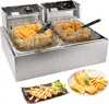 Commercial Deep Fryer with Basket, 3400W 12.7QT/12L, Detachable Large Capacity Stainless Steel Countertop Electric Oil Fryer wit 1