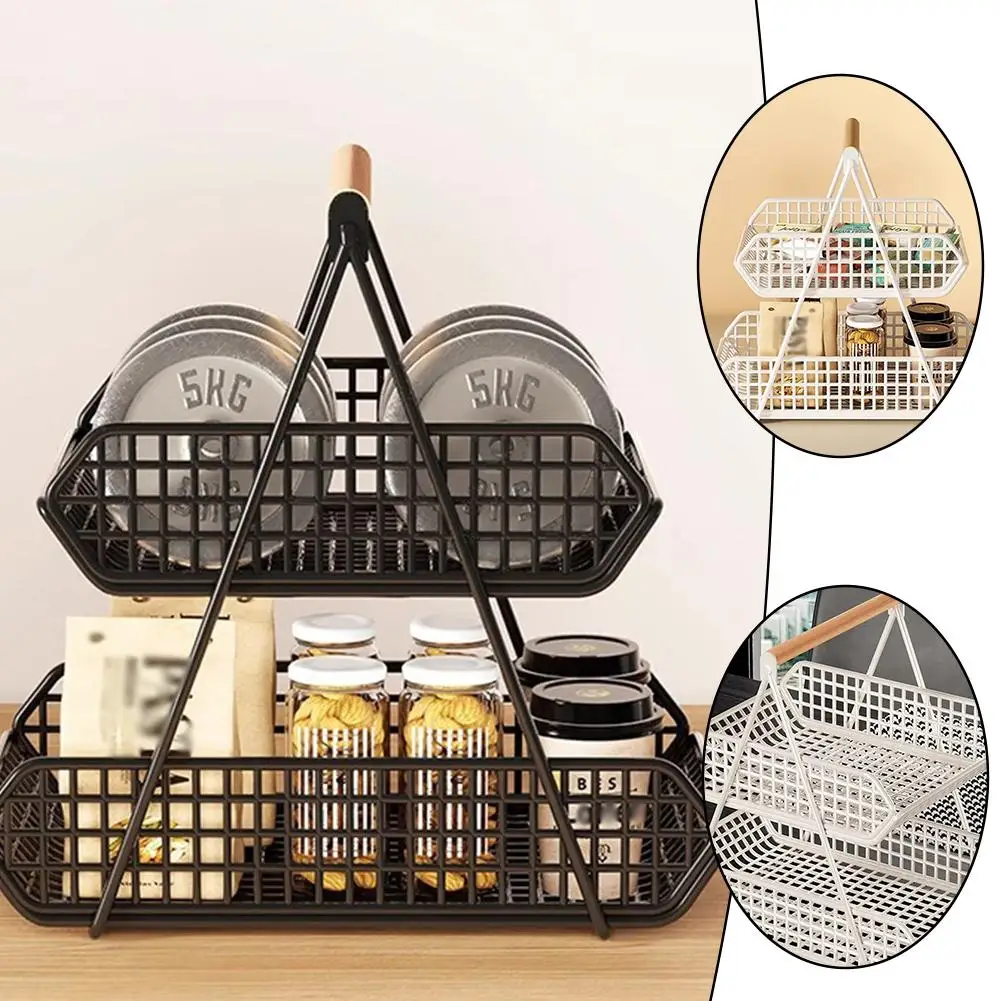 

Desktop Rack Dining Table Snack Living Room Water Cup Seasoning Rack Storage Cup Kitchen Layer Double Countertop M8O0