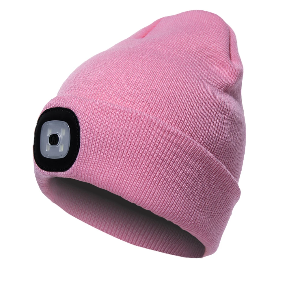 

Led Light Winter Hat With 3 Adjustable Brightness USB Charging Port Rechargeable Headlamp Beanie Round Top Hat For Men & Women