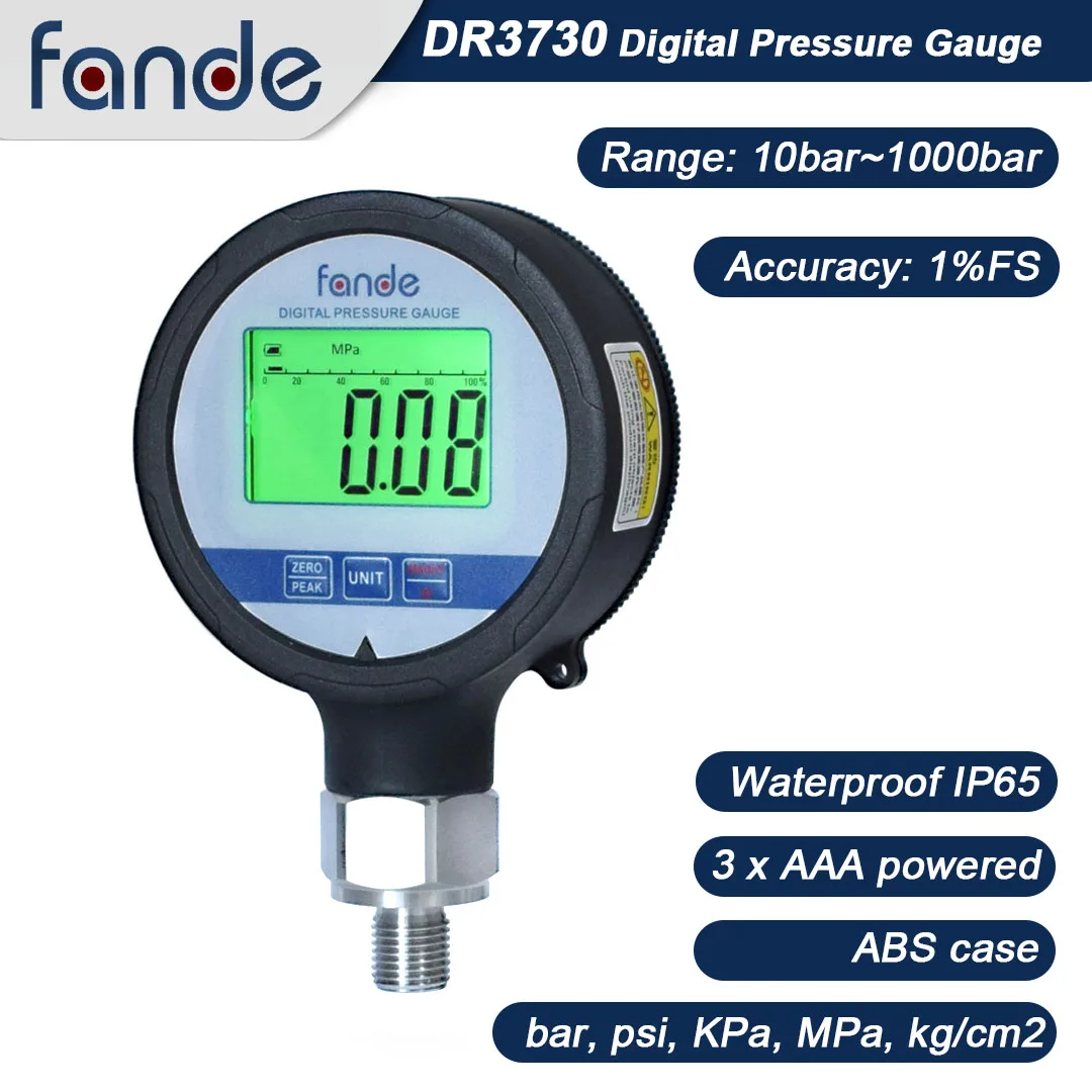 Fandesensor New Pressure Gauge for Hydraulic Water Air Oxygen Accuracy 1%FS Waterproof IP65 Diameter 80mm