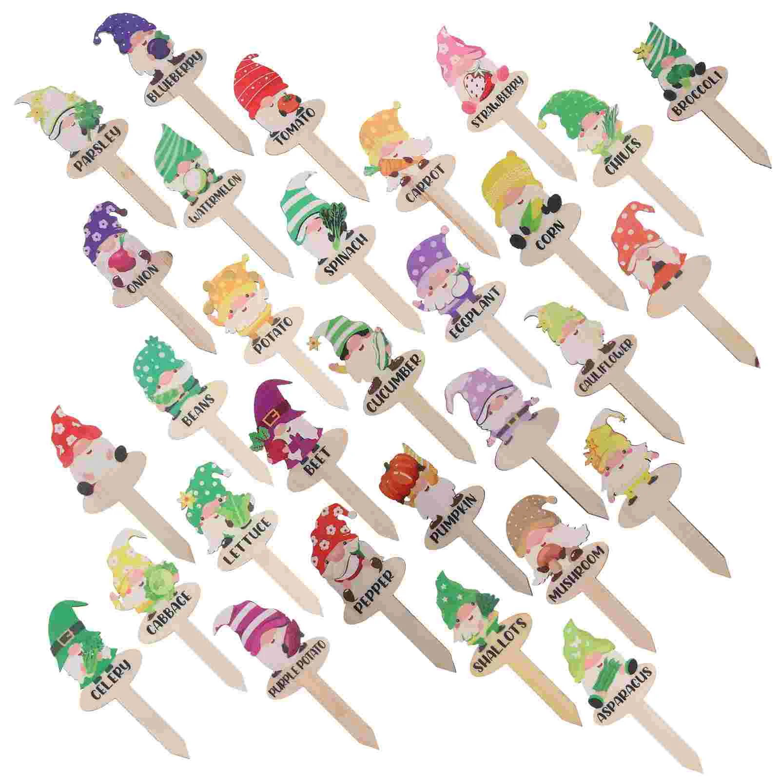 

30 Pcs Dwarf Plant Tags Wooden Shape Markers Potted Funny Garden Decor Boxwood Labels Plants