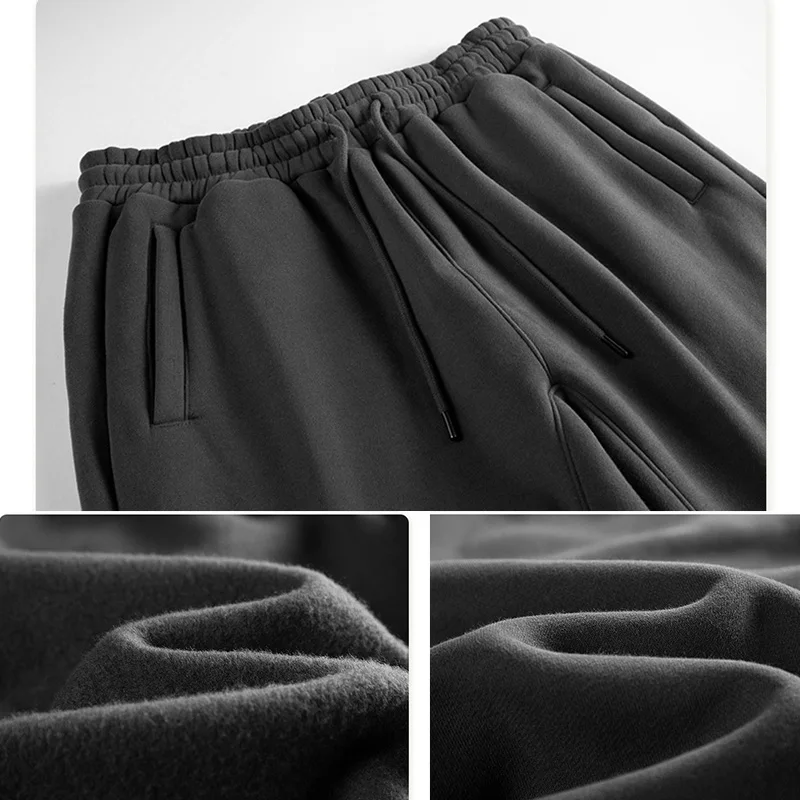 Autumn Winter Tracksuit Plus Velvet Thick Hooded Solid Color Sweater Sweater Pants Tide Brand Hoodie Suit