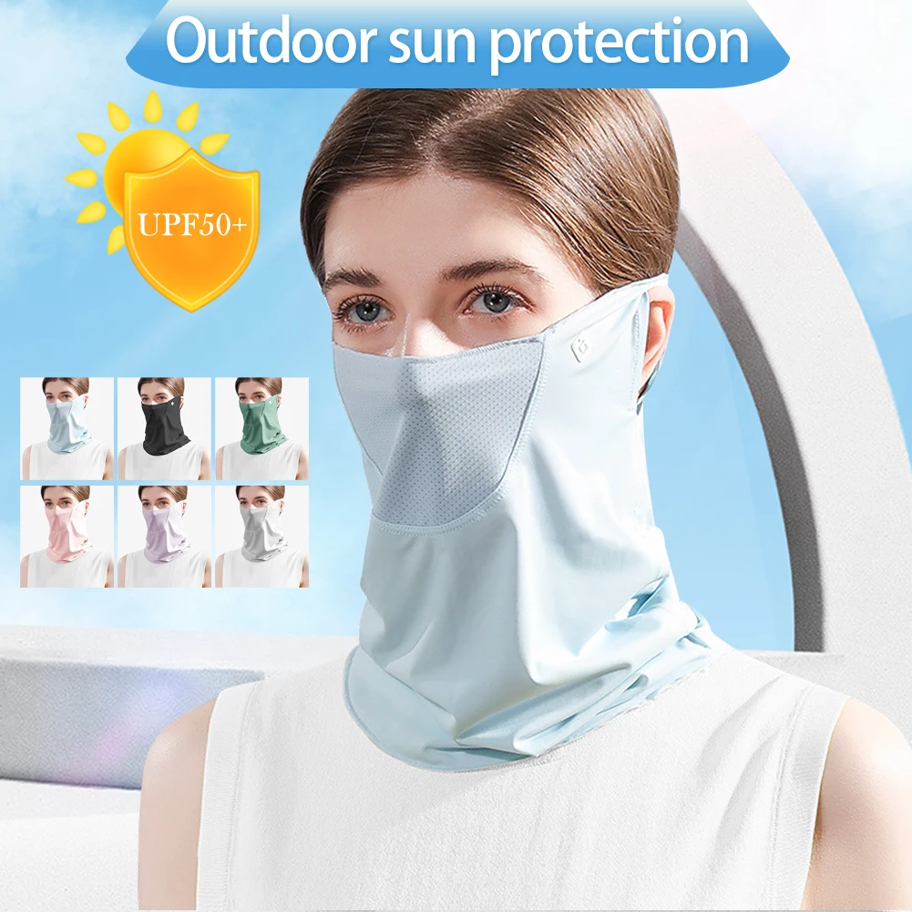 

Cool Ice Silk Sunscreen Muffler Women Summer Anti UV Fishing Scarf Golf Veil Carp Fishing BBQ Camping Mountian Hiking Scarves
