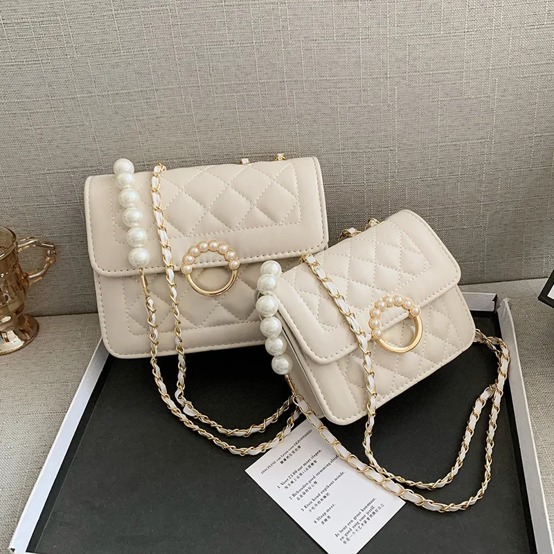 

Summer Mini Small Handbags New Tide Pearl Chain Bags Women's Bag Versatile White Single Shoulder Crossbody Handbag