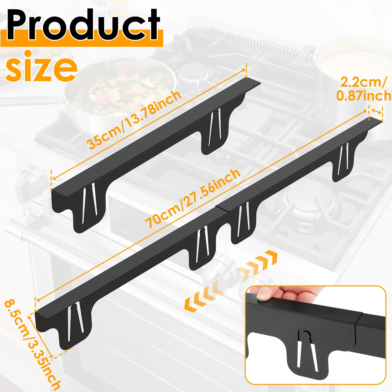 2Pcs Stainless Steel Stove Gap Guards Adjustable Length Heat Resistant Fillers stove gap cover