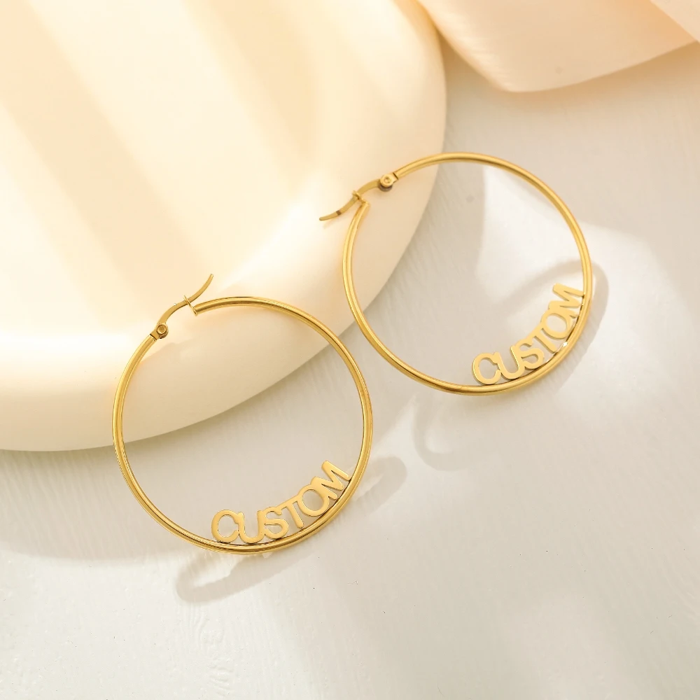 Personalized Customize Name Hoop Earrings Jewelry For Women Girls Custom Name Earrings Party Wedding Gift