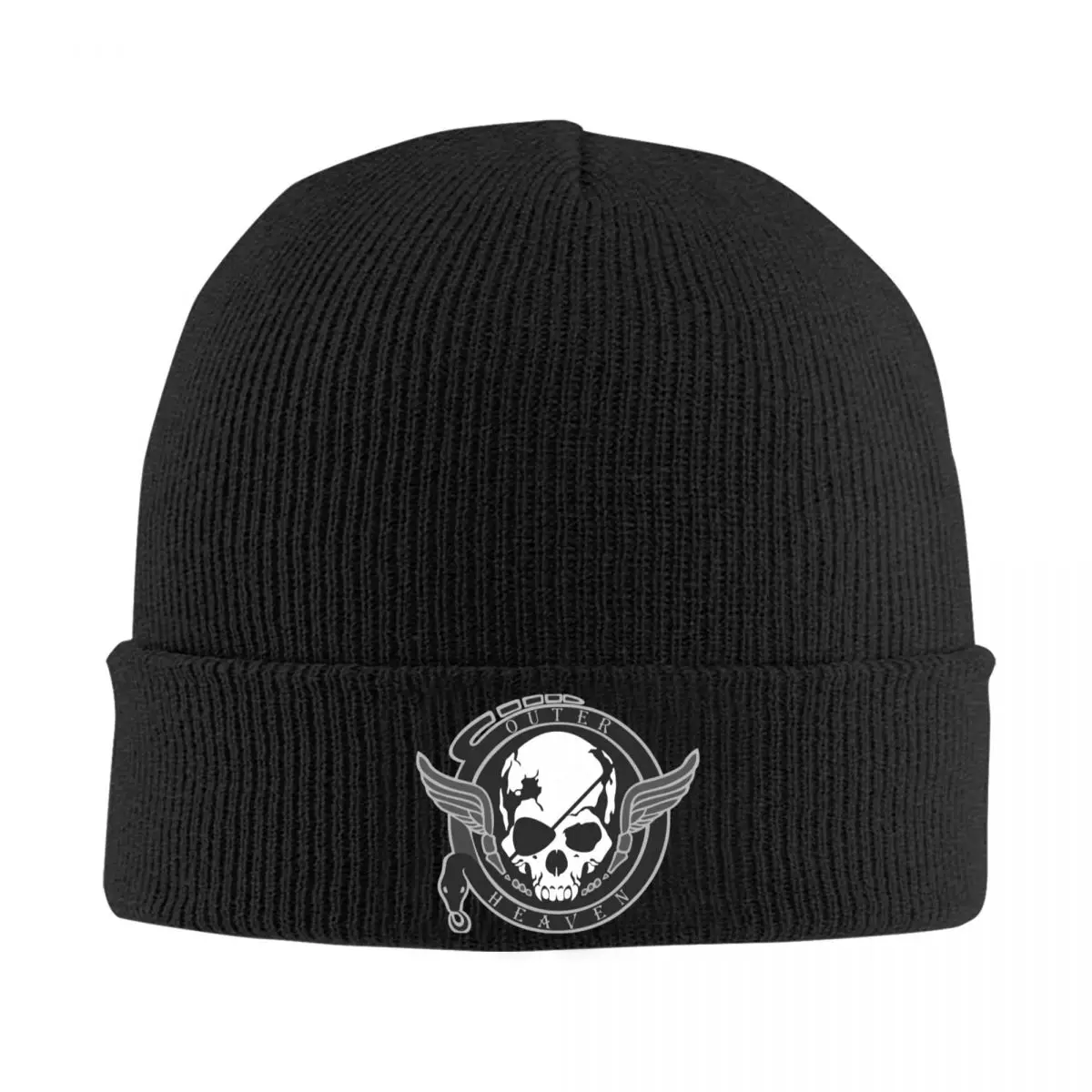 

Outer Heaven Logo Bonnet Hat Knit Hats Men Women Hip Hop Unisex Metal Gear Solid Video Game Warm Winter Skullies Beanies Caps