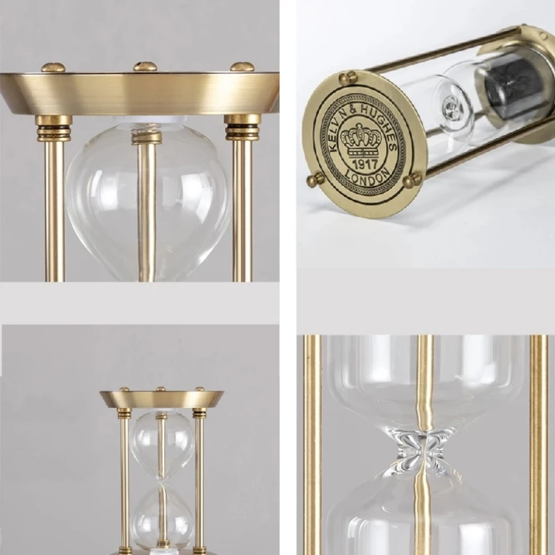 Sand Timer Liquid Hourglass Timer Colored Hourglass European Vintage Empty Hourglass Bottle Handmade Glass Sandglass Creative Metal Timer Sand Clock DIY Home Desktop Decor Gifts