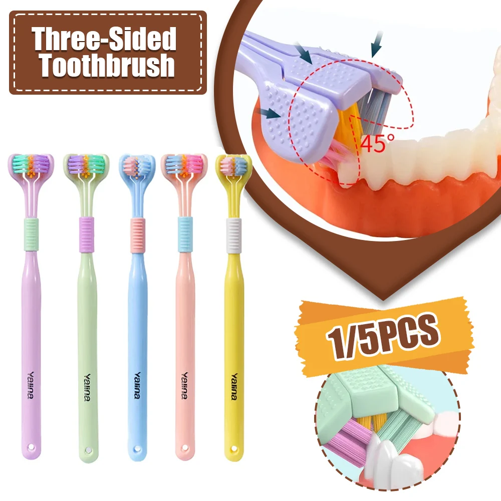 Soft Toothbrush Tongue Scraper 3D Stereo Three-Sided Ultra Fine Soft Hair Adult Toothbrush Deep Cleaning Health Oral Care Teeth Brush